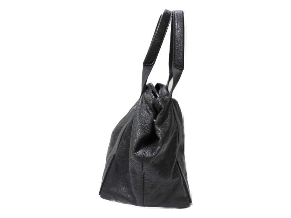 Balenciaga Gray D Navy Cabas Leather Canvas Blue Handbag Gray Blue